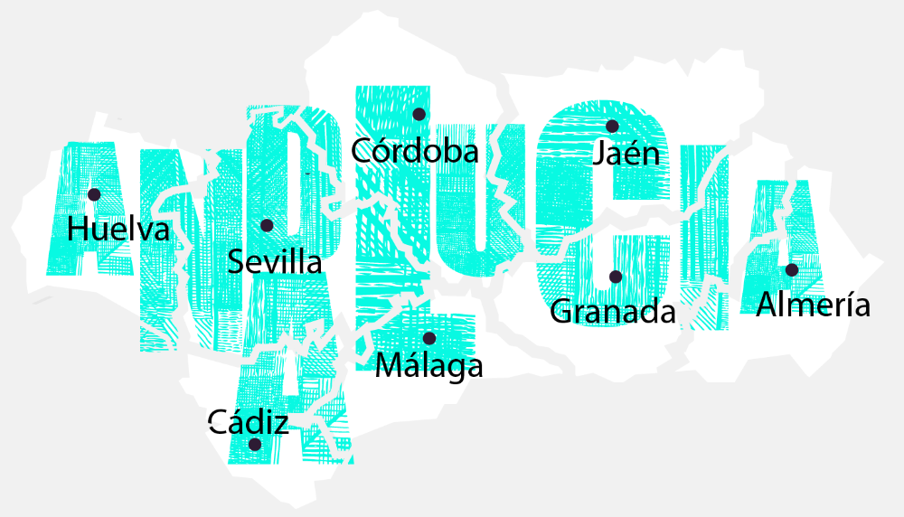 Mapa de eventos de las provincias de Andalucía